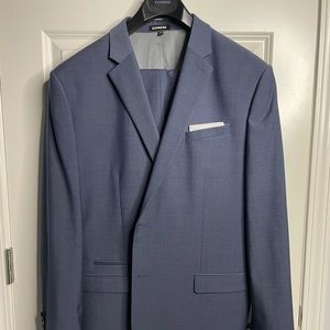 Express Men Classic Blue Suit 48L Slim Coat + 36/34 Pants